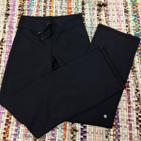 lululemon athletica Pants - Lululemon Wide Leg Long Black Pants 6 x 34" Inseam